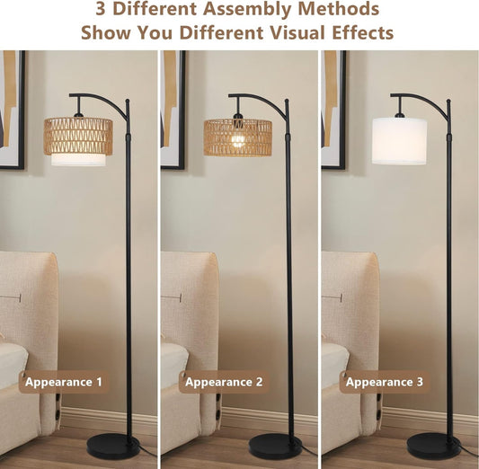 Floor Lamp For Living Room With 3 Color Temperatures, Farmhouse Floor Lamps With Remote & Dimmab