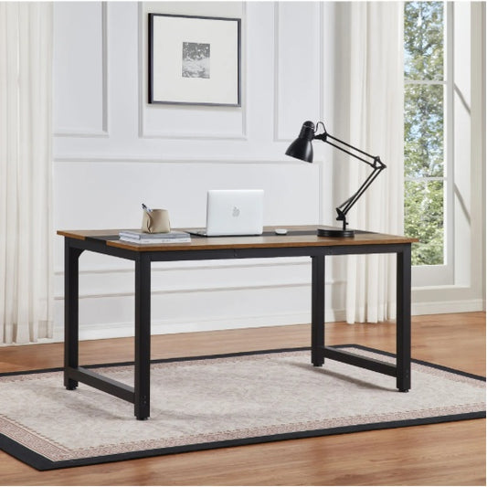Computer Desk Large Office Desk, 59.8 Inch 70.9 Inch Gaming Desk Writing Desk Work Desk For Home Office, Study, Modern Simple Wooden Desk, Large Legroom, Metal Frame, Rustic Black