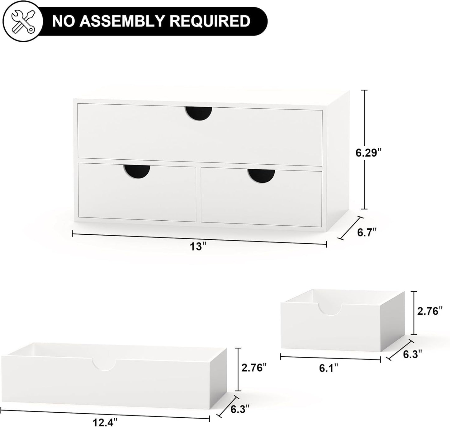 White Bamboo Desk Drawer Organizer For Home Office And Kitchen Supplies No Assembly Desktop Storage Box