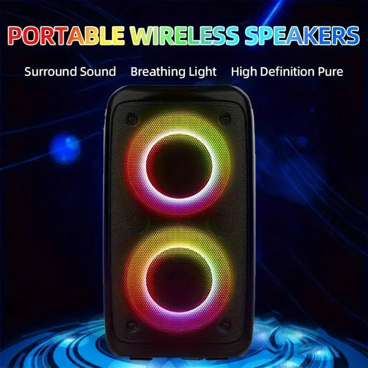 Wireless Speaker With Subwoofer, Large Boombox Speaker, Stereo Speaker, Subwoofer, Outdoor Wireless Speaker, Party Disco Light, TWS, TF, AUX