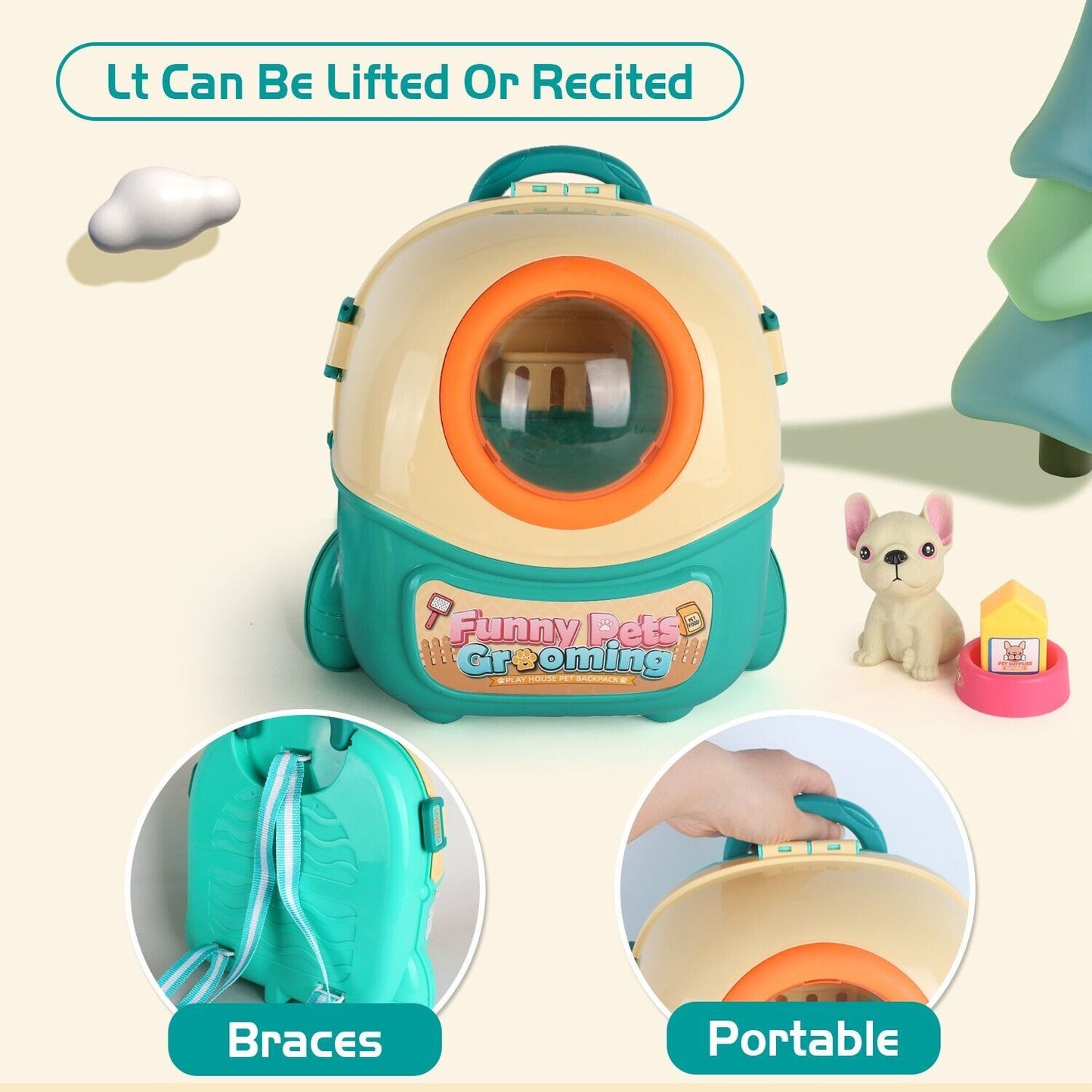 2025 Pet Care Play Set Doctor Kit For Kids, 16 Pcs Doctor Pretend Play Vet Dog Grooming Toys Puppy Dog Carrier Feeding Dog Backpack Gifts