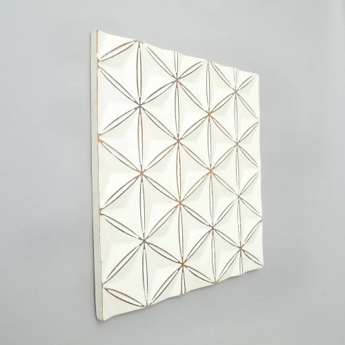 White Square Shape Handcrafted MDF Wall Decor Elegant Home Accent