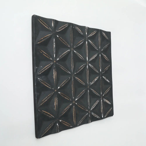 Black Square Shape Handcrafted MDF Wall Decor  Elegant Home Accent