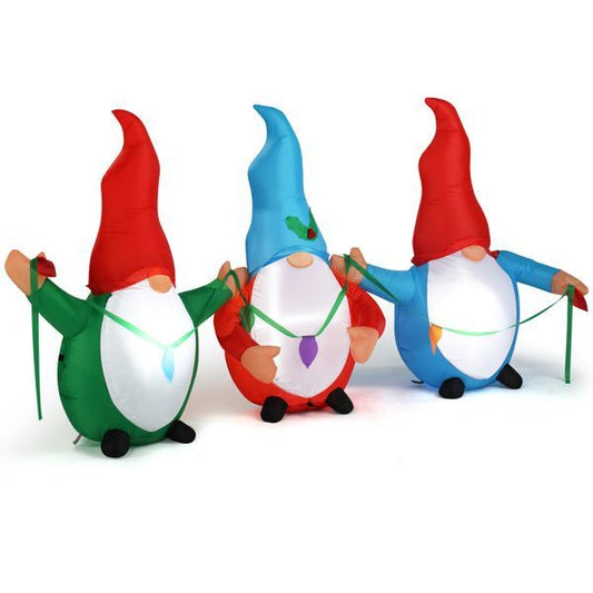6.6 FT Lighted Christmas Inflatable Decoration, Inflatable Three Christmas Gnomes Elves, Funny Blow Up Yard Decorations With Built-in LED Lights For Holiday Party Front Yard Lawn Garden Decor