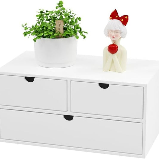 White Bamboo Desk Drawer Organizer For Home Office And Kitchen Supplies No Assembly Desktop Storage Box