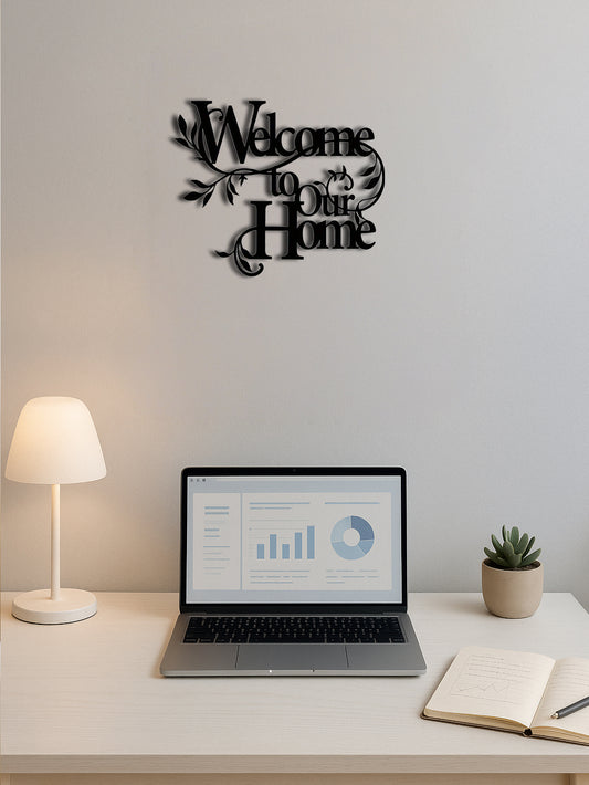 1PC Vintage Rustic Metal'Welcome To Our Home'Wall Sign,Farmhouse Decor For Porch