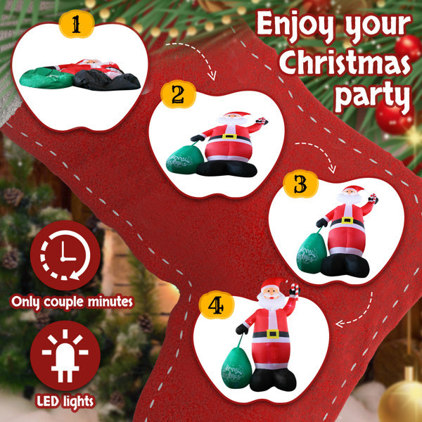 14 FT Lighted Christmas Inflatable Decoration, Giant Inflatable Santa Claus With Large Gift Bag, Blow Up Yard Decorations With Built-in LED Lights For Holiday Party Front Yard Lawn Garden Decor