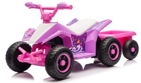 6V Battery Powered Kids Electric Vehicle, Kids Ride On ATV, 4 Wheeler Quad W Headlights, MP3, USB, Volume Control, Large Seat, Electric Ride On Toys Best Gifts For Age 3-6 Years Old