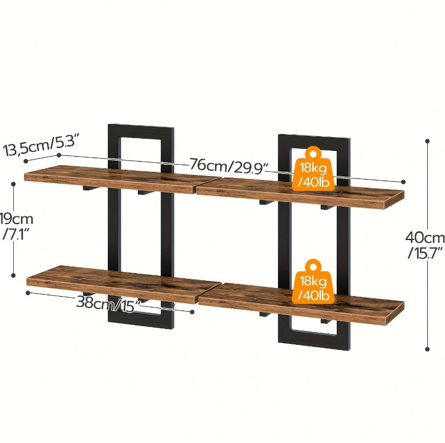Two-piece Set, Brown, Double-layer Shelf