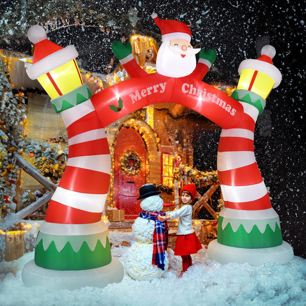 8.9ft Christmas Arch, 7 LED Lights, Drawstring Pockets, Christmas Inflatable Arch