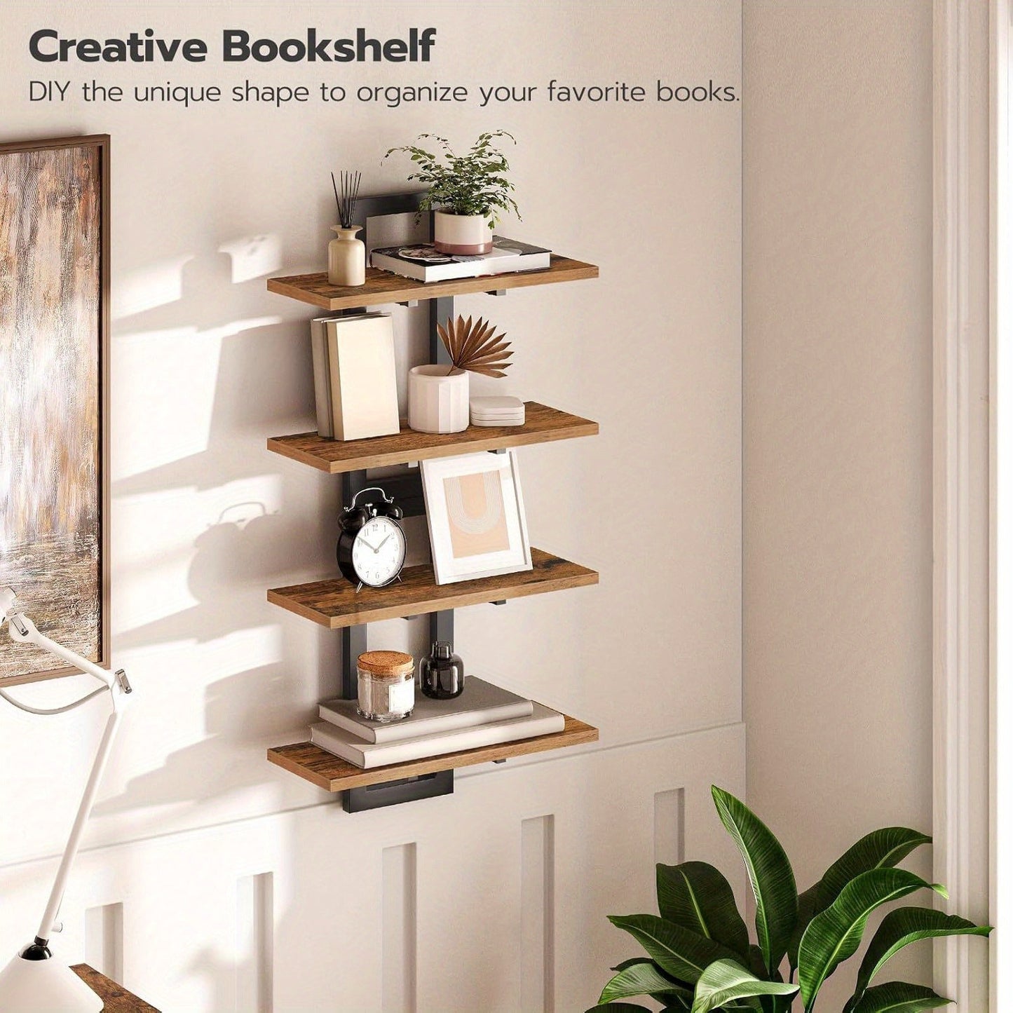 Two-piece Set, Brown, Double-layer Shelf