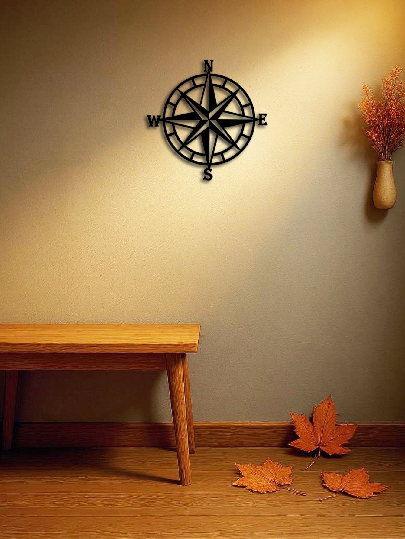 Nautical Compass Metal Wall Art - Ocean Theme Decor Sailor Gift Idea