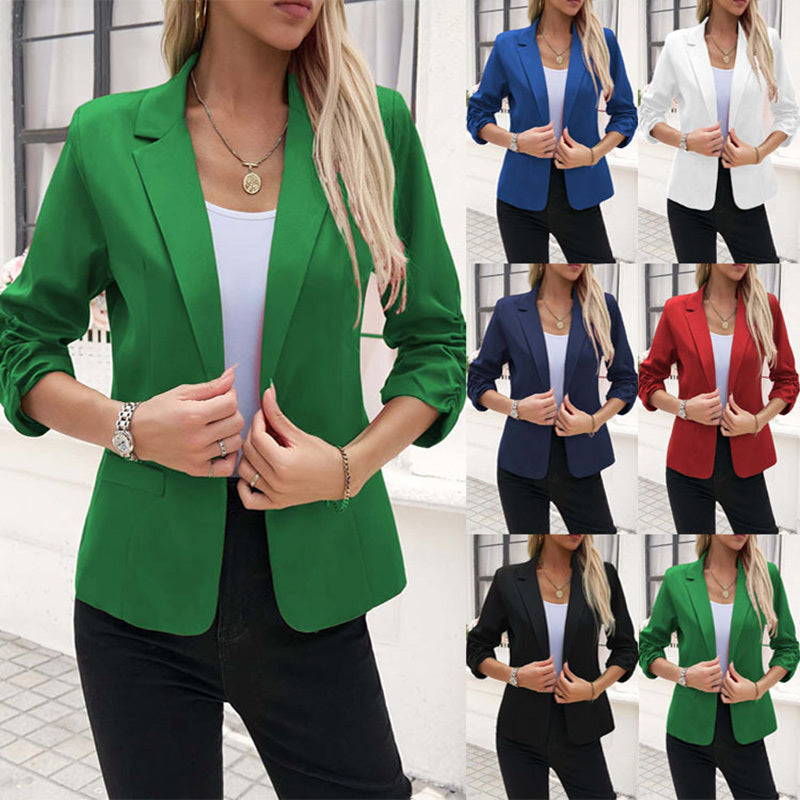 Casual Blazer Women's Single Button Front Solid Color Long Sleeve Office blaze Professional Work Wear Tops