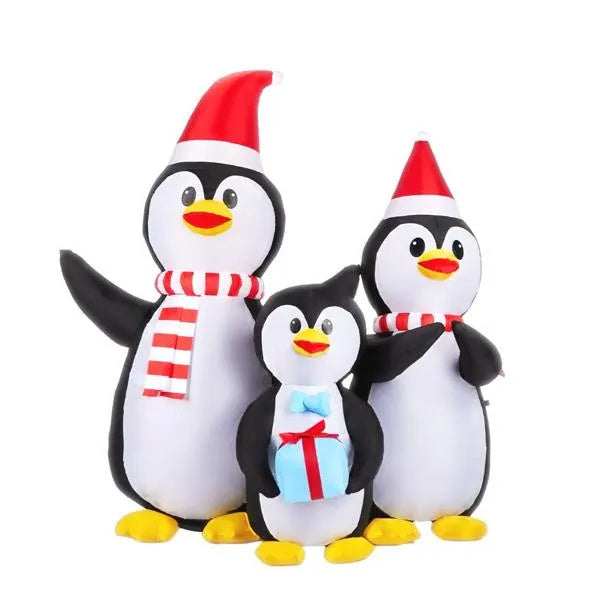 6FT Lighted Christmas Inflatable Decoration, Inflatable Penguin Family, Funny Blow Up Yard Decorations With Built-in LED Lights For Holiday Party Front Yard Lawn Garden Decor