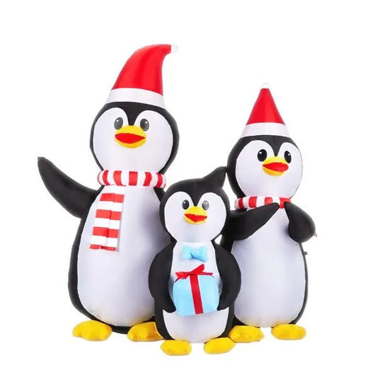 6FT Lighted Christmas Inflatable Decoration, Inflatable Penguin Family, Funny Blow Up Yard Decorations With Built-in LED Lights For Holiday Party Front Yard Lawn Garden Decor