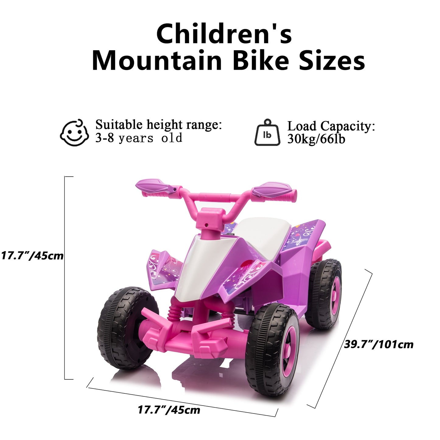 6V Battery Powered Kids Electric Vehicle, Kids Ride On ATV, 4 Wheeler Quad W Headlights, MP3, USB, Volume Control, Large Seat, Electric Ride On Toys Best Gifts For Age 3-6 Years Old