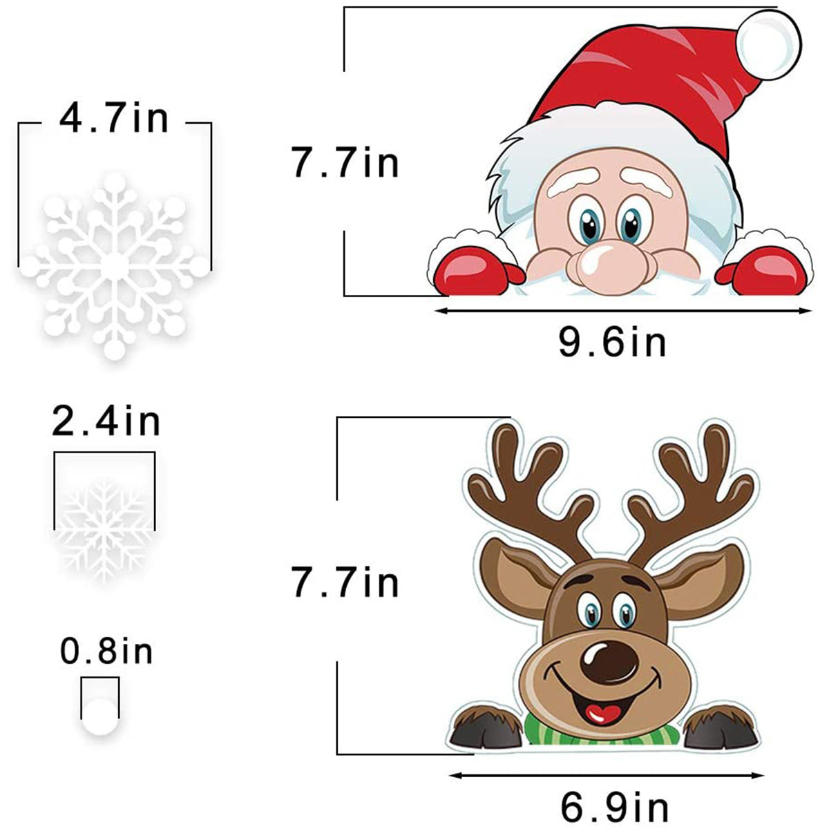 4Sheets Christmas Snowflake Window Clings Stickers For Glass Reusable Double Sided Self Adhesive Static Stickers Xmas Snowflake Reindeer Santa Window Decals Decorations Stickers For Christmas Window D