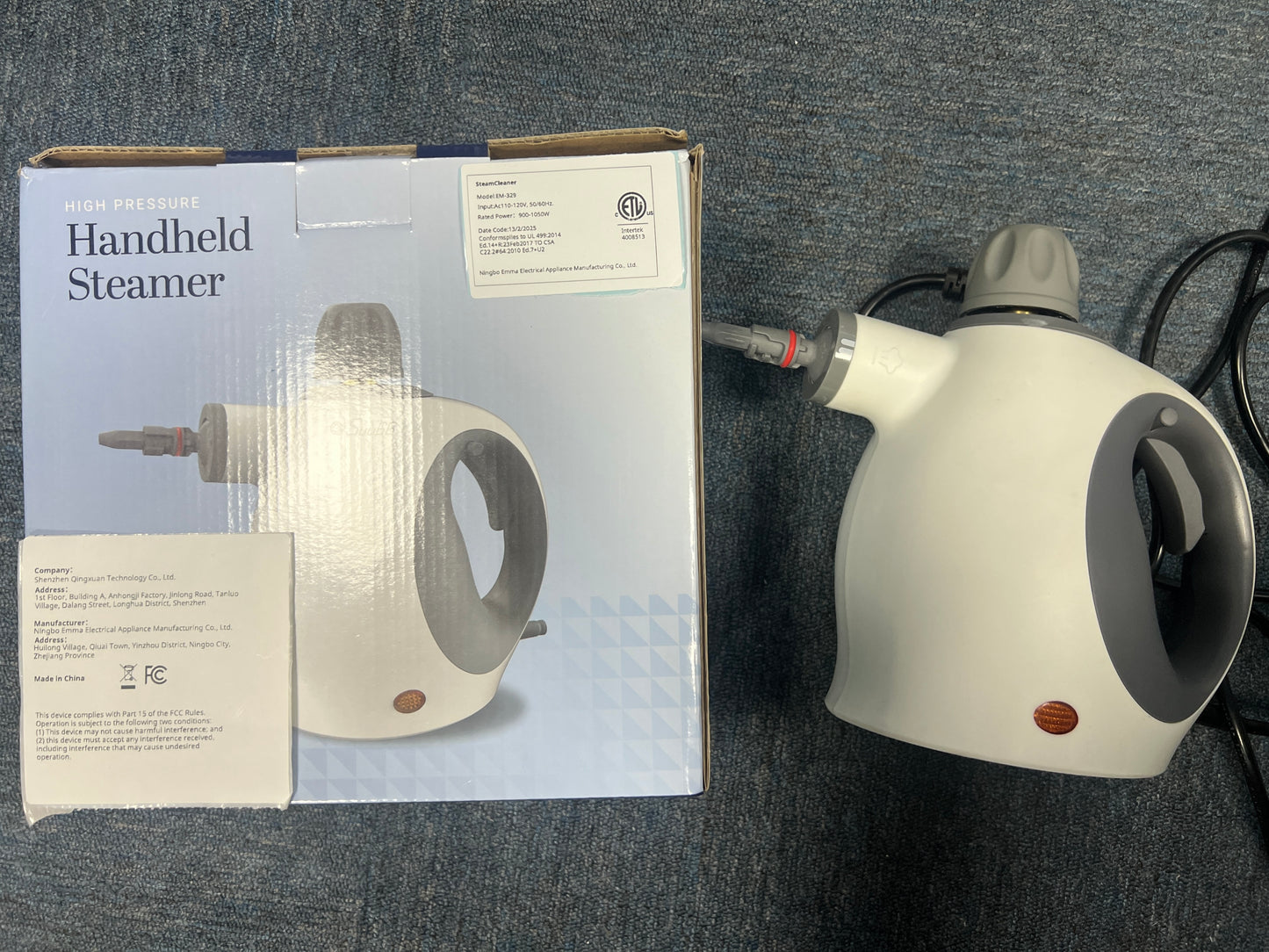 Handheld Steam Cleaner With Safety Lock, 500 Milliliter Large Water Tank And 12 Piece Accessory Set, For Removing Stubborn Dirt And Disinfecting Surfaces, Black And White