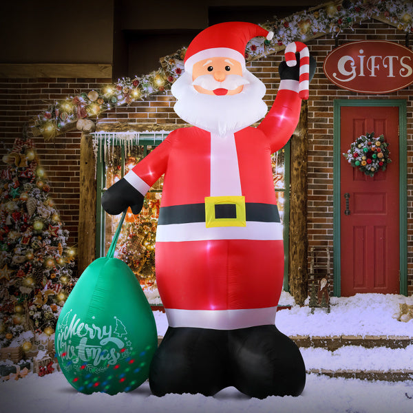 14 FT Lighted Christmas Inflatable Decoration, Giant Inflatable Santa Claus With Large Gift Bag, Blow Up Yard Decorations With Built-in LED Lights For Holiday Party Front Yard Lawn Garden Decor