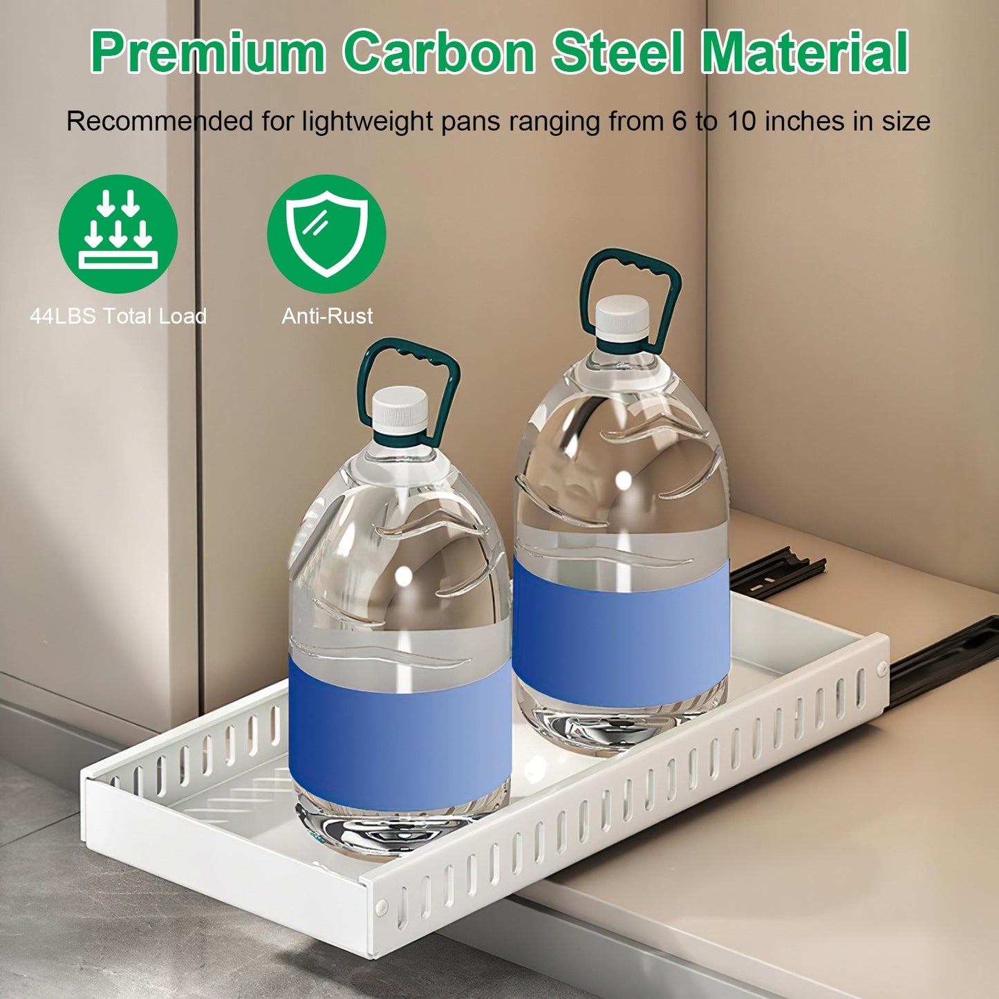 1Pc Pull Out Pots And Pans Organizer Under Cabinet With 8 Adjustable Dividers Rustproof Carbon Steel Sliding Pots Holder For Kitchen Cookware Bakeware Pots Lids Storage