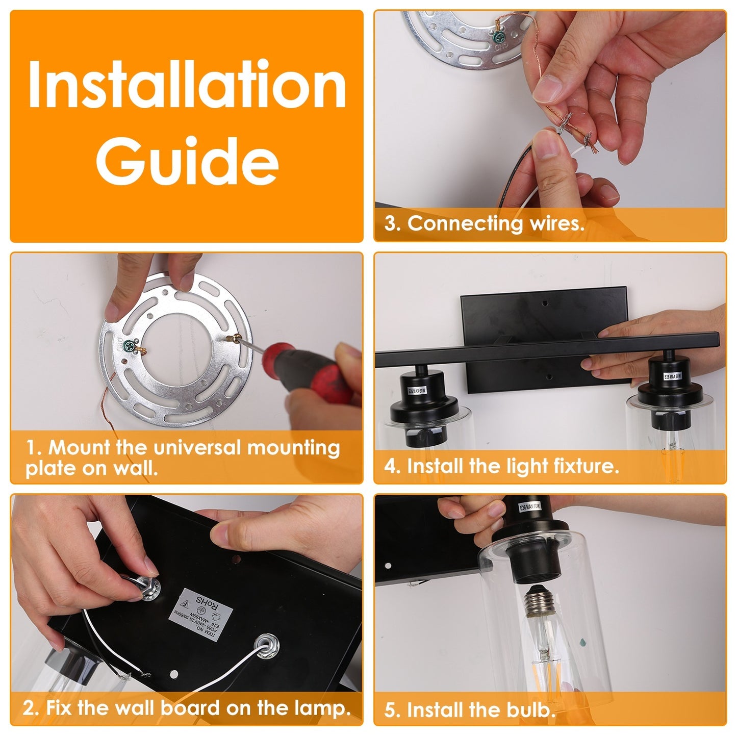 1Pc 3-Light Wall Sconce Lighting With Clear Glass Shade Bathroom Vanity Lamp Fixture Modern Mounted Light For Porch Mirror Living Room Bedroom Hallway