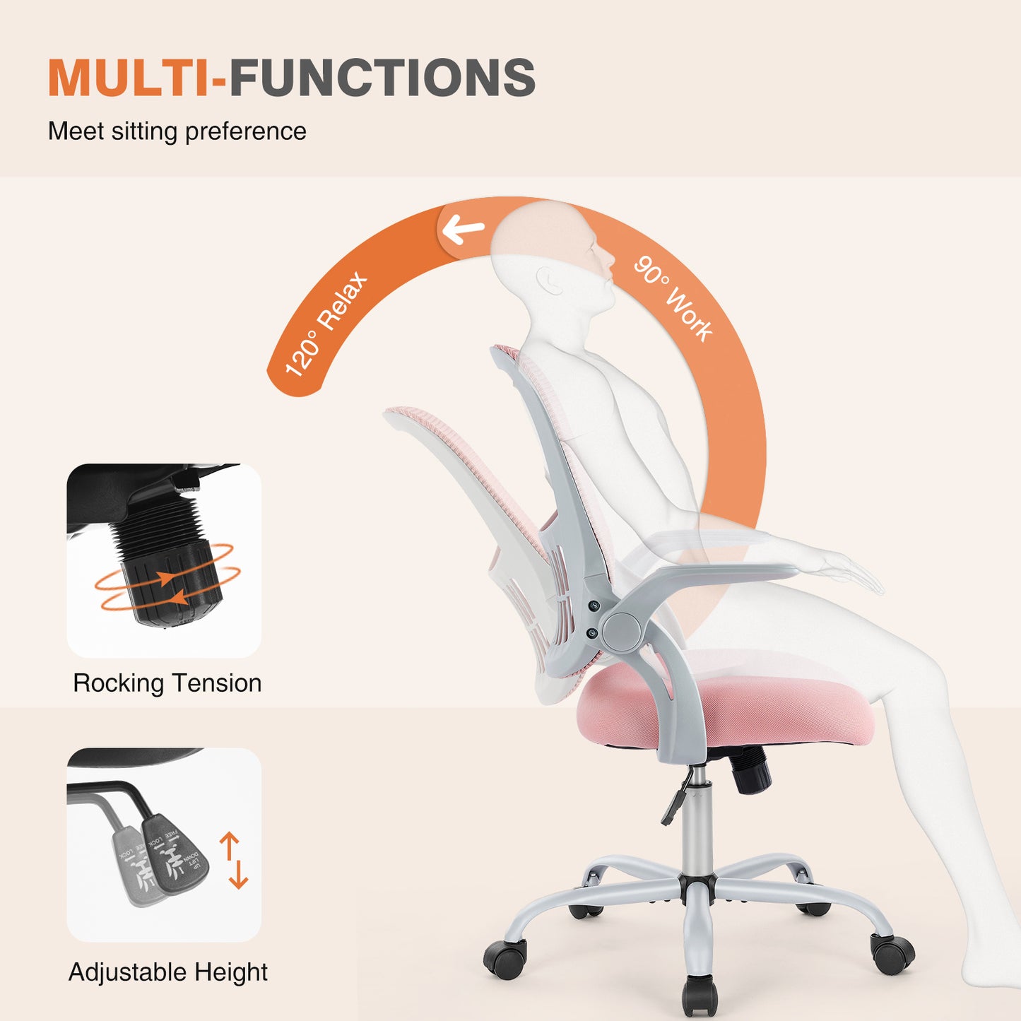 Tall Office Chair For Standing Desk With Adjustable Foot Ring,Counter Height Office Chairs