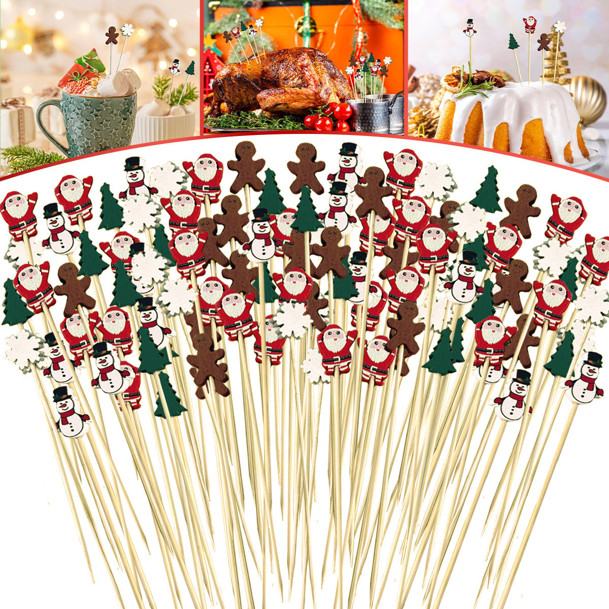 One Hundred  Pieces Christmas Cocktail Picks