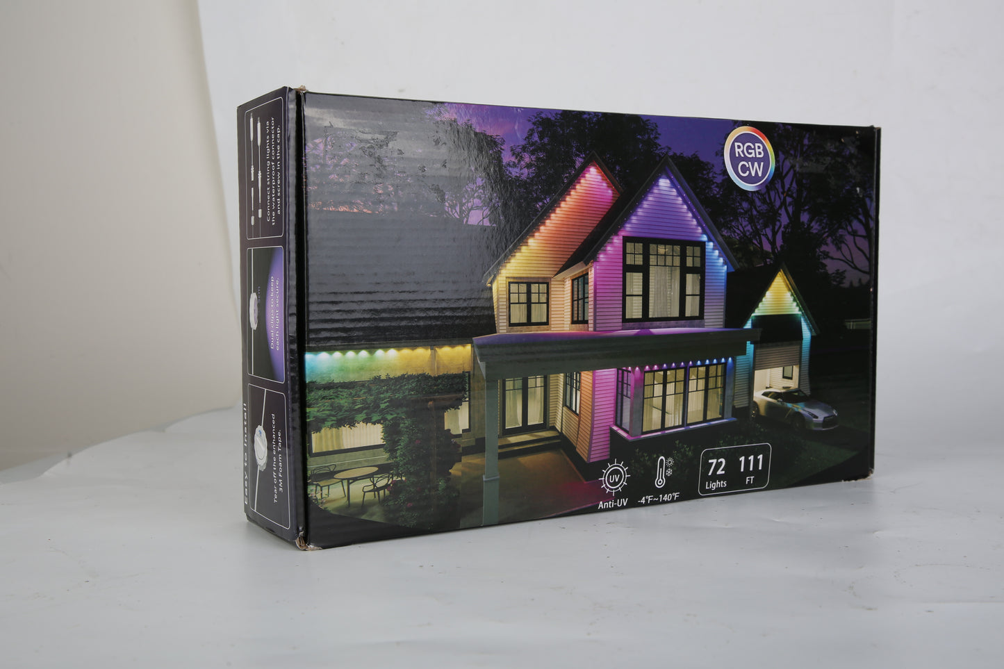 101FT Length Permanent Outdoor Lights With 72Pcs RGB Beads IP67 Waterproof Smart Eave Light For Halloween Christmas Daily House Lighting Works With Alexa Google Assistant